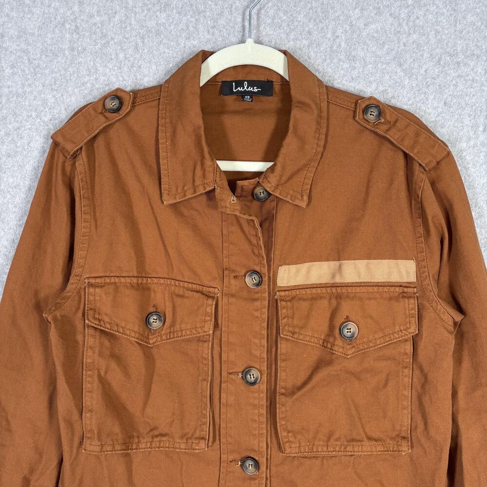 Lulus Utility Jacket Xs Rust Canvas Military Army… - image 2